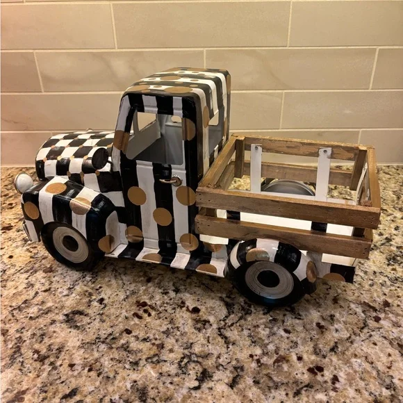 Checkered Black and White Decorative Truck